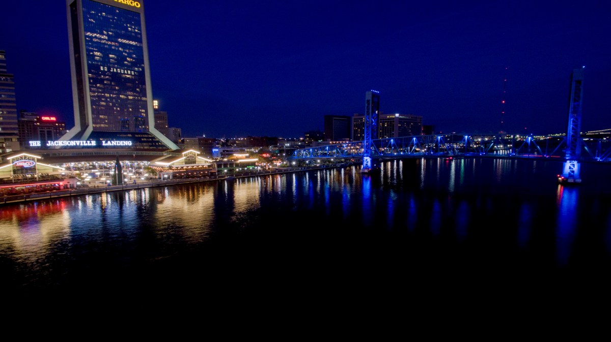 Aerial view of Jacksonville at sunset